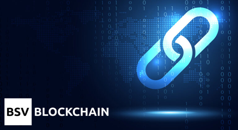 Blockchain logo with chain image and tech effects