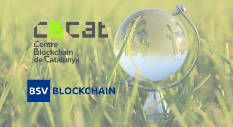 environmental globe with CBCAT and BSV BLockchain logo