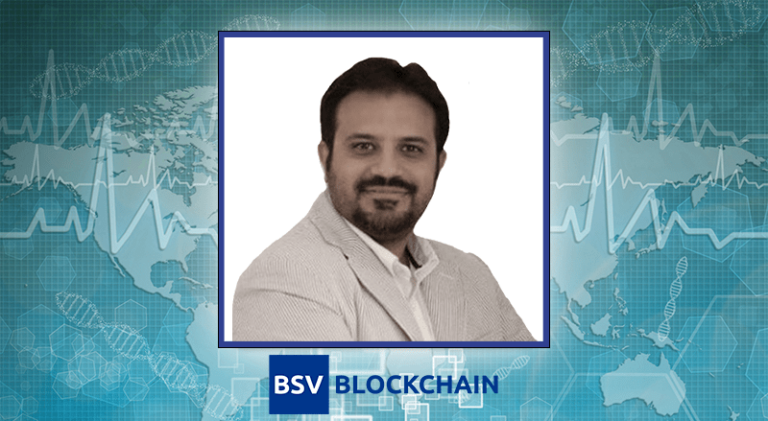 Muhammad Salman Anjum with BSV Blockchain logo