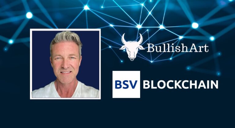 Todd Williams with BSV Blockchain and BullishArt logo