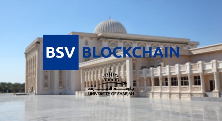 BSV Blockchain and University of Sharjah logo