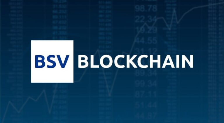 BSV Blockchain Logo with Financial Market Background