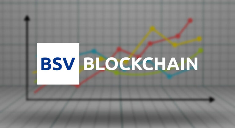 BSV Blockchain over Bullish Chart Concept